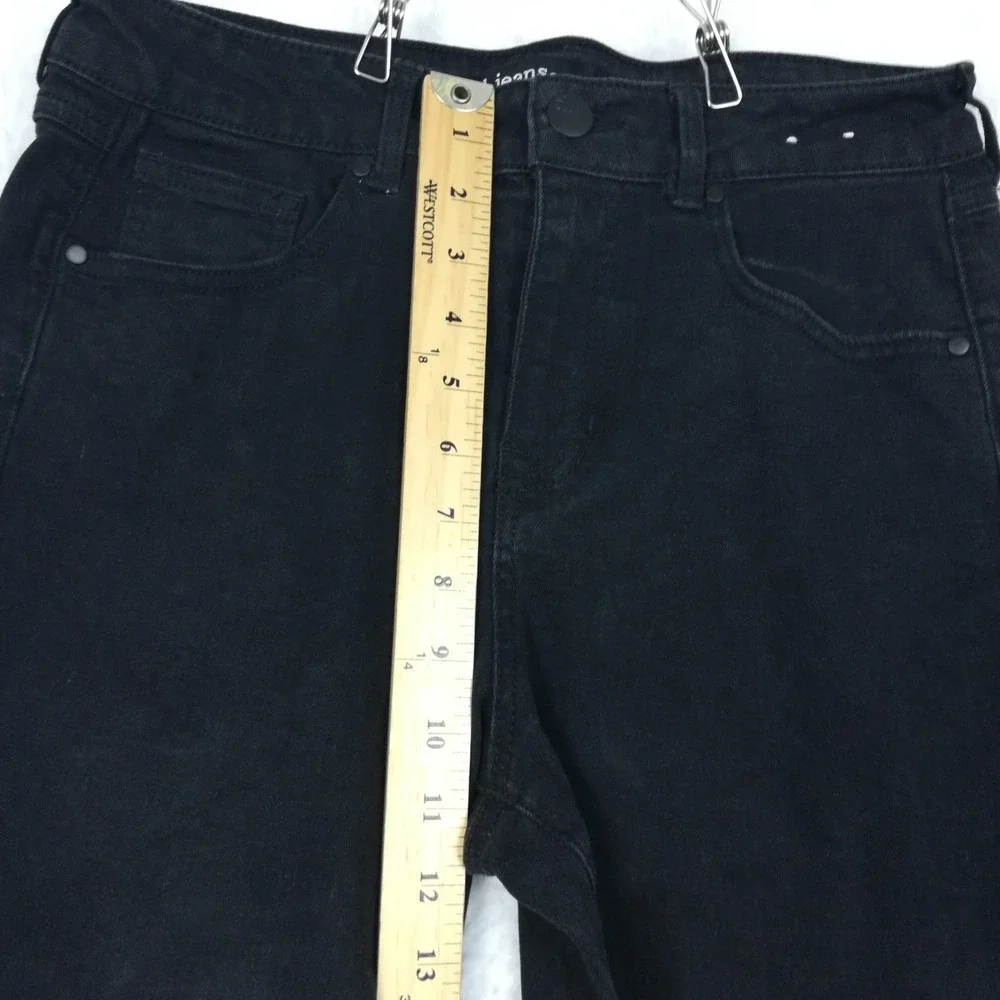 D. Jeans Womens Cropped Black Denim Split Hem High Rise Stretch 10